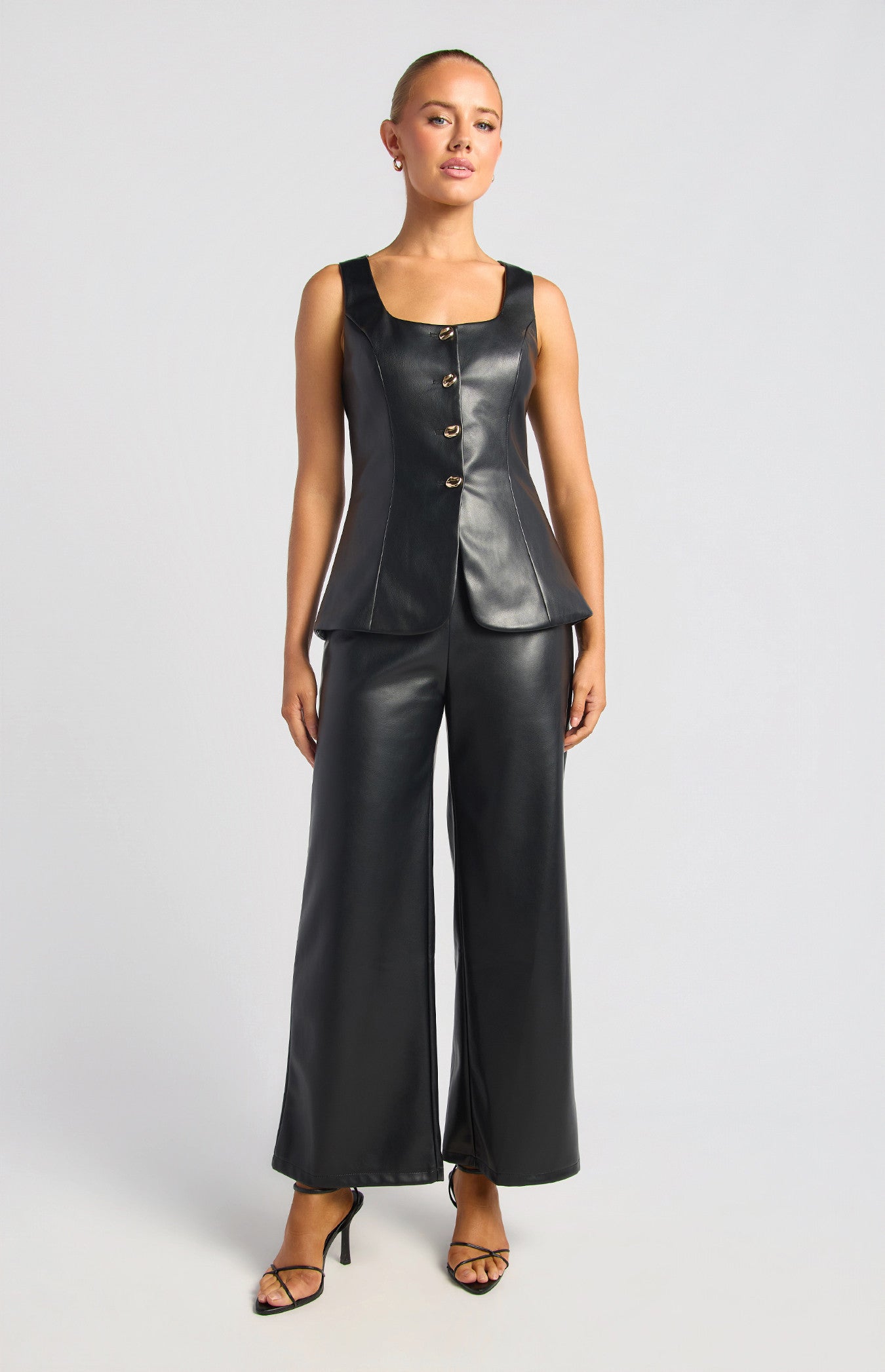 Avelo Faux Leather Vest + Pants Set