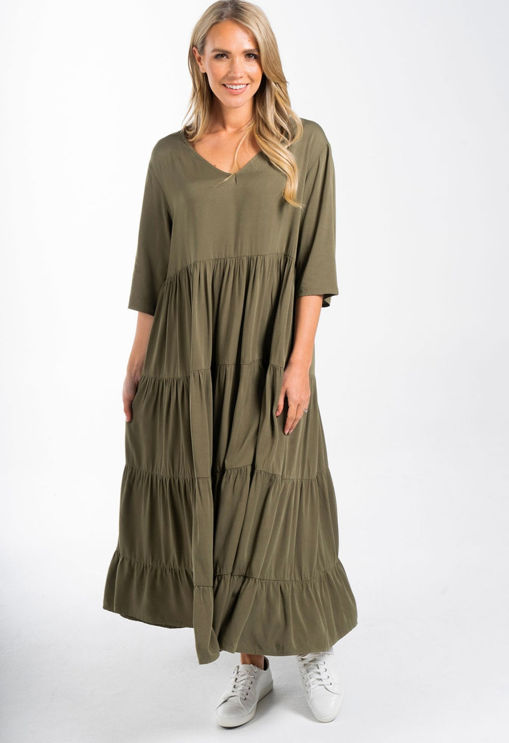 Ruffle Dress I Khaki